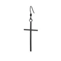 Black titanium steel cross drop earring with matte finish on a clean white background - Black