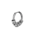 Punk style stainless steel hoop earrings featuring silver skull charms and decorative rings - Skull Hoop / Steel