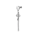 Detail of silver stainless steel earring with retro cross pendant and hanging chain - Cross Stud Earrings