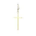 Polished gold stainless steel cross dangle earring with a minimalist mirror finish - Gold