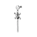 Punk style stainless steel stud earring with a silver skull crossbones pendant and chain - Skull Stud Earring