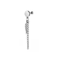Minimalist stainless steel dangle earring with feather pendant and fine link chain detail - Feather Stud Earrings