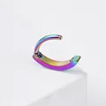 Macro view of rainbow titanium navel ring with hinged segment hoop for body piercing - Rainbow