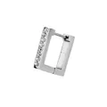 Rectangular titanium steel hoop earrings with crystal pavé stones for men and women - Silver Square