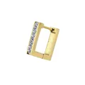 Macro detail of gold-tone titanium steel rectangular earring with seven inlaid zircons - Gold Square