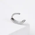 Polished silver stainless steel hinged belly button ring with glossy mirror finish - Steel