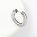 Minimalist silver stainless steel huggie earring with polished mirror finish on white base - 3.0x10 / Silver