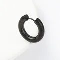 Minimalist chunky black stainless steel huggie earring with matte PVD coating - 3.0x10 / Black