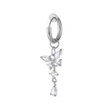 Close-up of butterfly ear cuff with marquise zircons and a teardrop-shaped pendant - Silver Butterfly