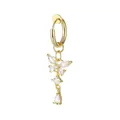 Golden butterfly ear cuff with shimmering heart and teardrop zircon crystals for women - Gold Butterfly