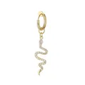 Golden heart earrings with crystal butterfly ear cuff and snake pendant for women - Gold Snake