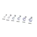 Titanium steel stud earrings with round cubic zirconia in sizes 3mm to 8mm on white background - 3 mm / Steel