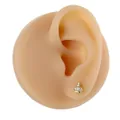 Detailed view of crown shaped gold stud earring featuring micro-pave cubic zirconia crystals - Gold Crown Style (B1388)