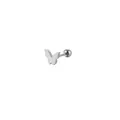 Surgical steel butterfly stud earring with a secure screw-back ball closure for cartilage - Silver Butterfly