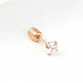 Clous d'oreilles en acier titane or rose avec zircone cubique ronde à quatre griffes - 2mm / Or rose