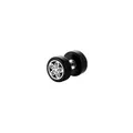 Dumbbell wood stud earrings with vintage floral silver metal inlay for men and women - Six-Petal Mandala Hollow Style (Silver 4)