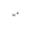 Close-up of silver stainless steel screw back ear stud with wave design and mirror finish - Steel Color Snake