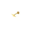 Macro view of gold lightning bolt barbell stud earring made of hypoallergenic steel - Gold Lightning