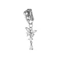 Silver butterfly non-piercing belly ring with sparkling zircon stones on white backdrop - Silver