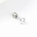 Clou d'oreille en acier inoxydable avec zircon à 4 griffes et fermoir à vis - 2mm / Acier