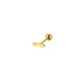 Detailed view of a gold-plated arrow-shaped titanium steel stud earring with a ball back - Gold Sword