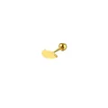Macro shot of minimalist gold leaf-shaped stud earring with a spherical screw back - Gold Waterdrop