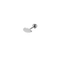 Detailed view of silver stainless steel screw ball back stud earring with leaf shape - Steel Color Water Drop