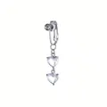 Piercing ombelico a clip argento con tre pendenti scintillanti a forma di cuore - Stile Doppio Cuore Argento