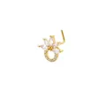 L-förmiger goldener Nasenstecker mit Marquise- und Zirkoniasteinen im Fächer-Design - Blumenform / Gold 1