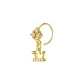 Golden evil eye nose ring with clover zircons and crown pendant on white background - Crown Shape / Gold