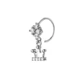 Detailed macro view of silver crown nose ring with flower cluster and zircon accents - Crown Shape / Silver