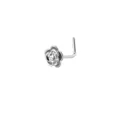 Eleganter 20G L-förmiger Nasenstecker mit silbernem Rosendesign und poliertem Zirkon - Kamellienstil (Silber2) / Silber