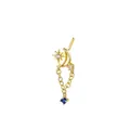 L-förmiger goldener Nasenstecker mit Stern, Mond und blauem Edelstein-Anhänger - Gold 2 (Mond und Stern Kettenanhänger)