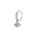 Macro detail of silver evil eye nose ring with blue crystal and shimmering zircons - Evil Eye Shape / Silver