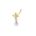 L-shaped gold nose stud featuring a cross with clear zircon and an Aurora Borealis dangle charm - Gold 6 (Cross with AB Rhinestone Pendant)