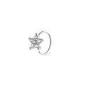 Classic silver-colored five-pointed star nose ring set with sparkling zircons on white backdrop - Pentagram Style (4) / Silver