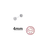 Nahaufnahme von S925 Sterling Silber Barbell-Ohrring mit 4mm Kristall besetzten Kugeln - 4mm (S925) / Weiß