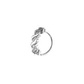Detailed view of silver copper nose ring featuring micro-pave cubic zirconia stones - Wave Pattern Style (2) / Silver