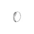 Close-up of a silver-toned nose ring featuring small micro-paved cubic zirconia stones - Pave Hoop Style (10) / Silver
