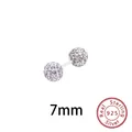 7mm S925 Sterlingsilber Shambhala Kristall Kugel Ohrstecker für Knorpel und Ohrläppchen - 7mm (S925) / Weiß