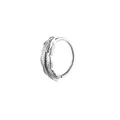 Detail of silver nose ring featuring an intricate feather design with metallic texture - Feather Shape Style (8) / Silver
