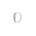 Detailed view of silver nose ring with five white cubic zirconia stones in a claw setting - Five-Stone Arc Style (6) / Silver