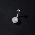 Detailed view of butterfly belly ring with sparkling zircon and silver polished finish - Square Zirconia Inlaid Style