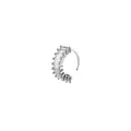 Detailed view of silver-toned C-shaped nose ring with micro-paved rectangular zircon stones - Baguette Stone Style (3) / Silver