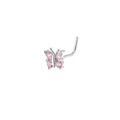 L-shaped silver nose stud with star-shaped pink marquise gemstone butterfly design - Silver Butterfly Style