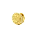 Makroaufnahme der 18K vergoldeten Ohrringe mit dichten Mikropave-Kugeldetails - Runder Vollstrass Pavé Stil (8) / Gold