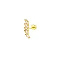 Detailed side view of golden stainless steel ear stud with five marquise cut zircon stones - Five Marquise Zirconia Arc Style / Gold 8