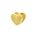 Makro-Detail vergoldeter Doppelschicht-Herzohrringe mit Honigwaben-Struktur-Finish - Gold