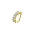 Verstellbarer goldener Kupfer-Nasenring mit eckigen weißen Zirkonia-Steinen und Krallenfassung - Baguette Stein Stil / Gold