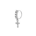 Silver nose ring with sparkling cubic zirconia cross pendant in a polished finish - Cross Pendant Style / Silver
